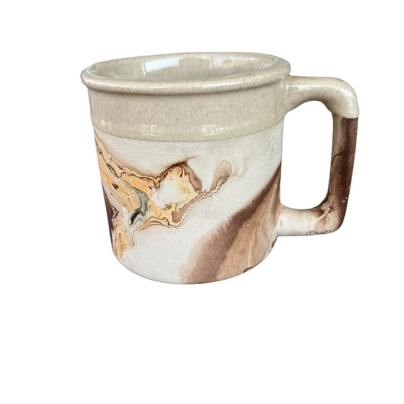VTG Nemadji Hand Painted Marble Swirl Clay Pottery Coffee Tea Mug Earthy USA GUC - Picture 3 of 8